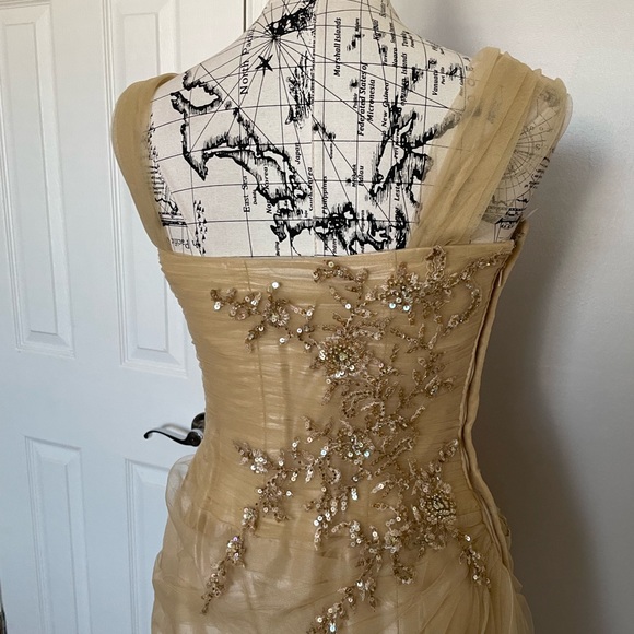 Coquette Tulle Sequin Embellished Bead Floral Fit Bodice Ruched Fairytale Sweet - Picture 5 of 12